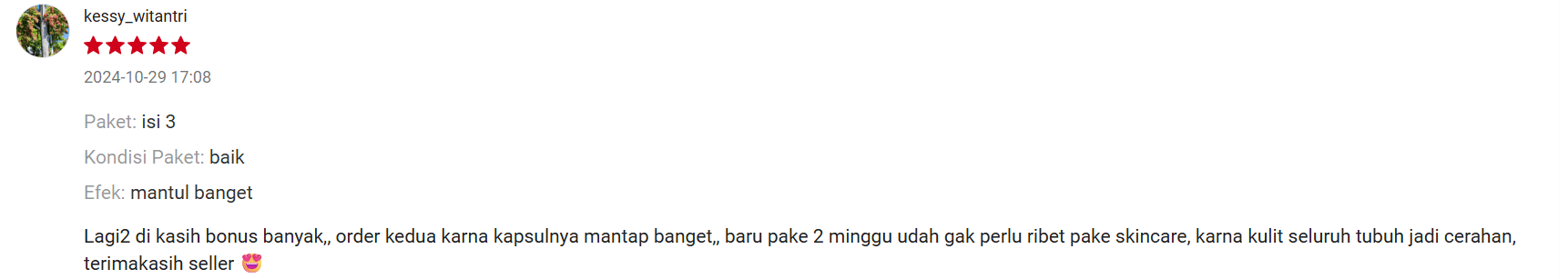  Source : Honest Review Customer Shopee/Jestham Official Store