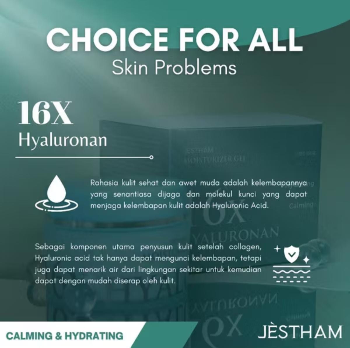 JÈSTHAM Moisturizer Gel 16x Hyaluronan, Andalan Masalah Kulit Wajahmu