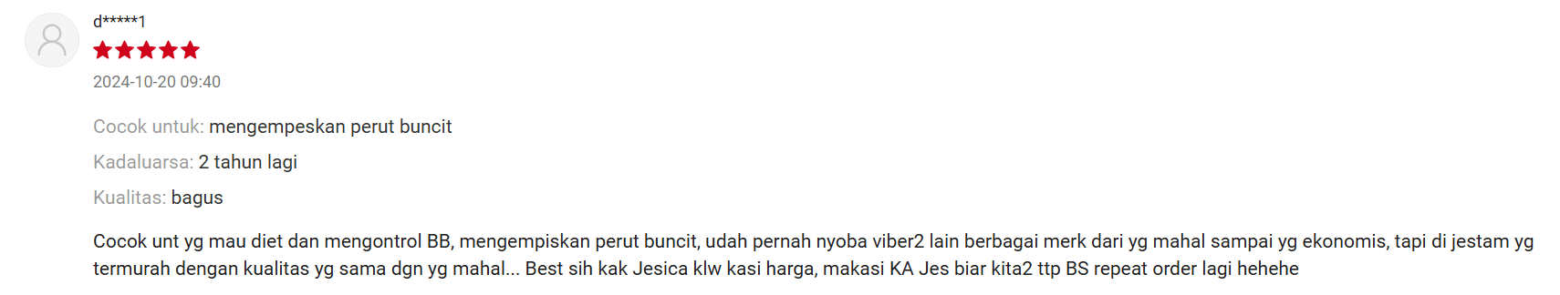  Source : Honest Review Custommer Shopee/Jestham Official Store