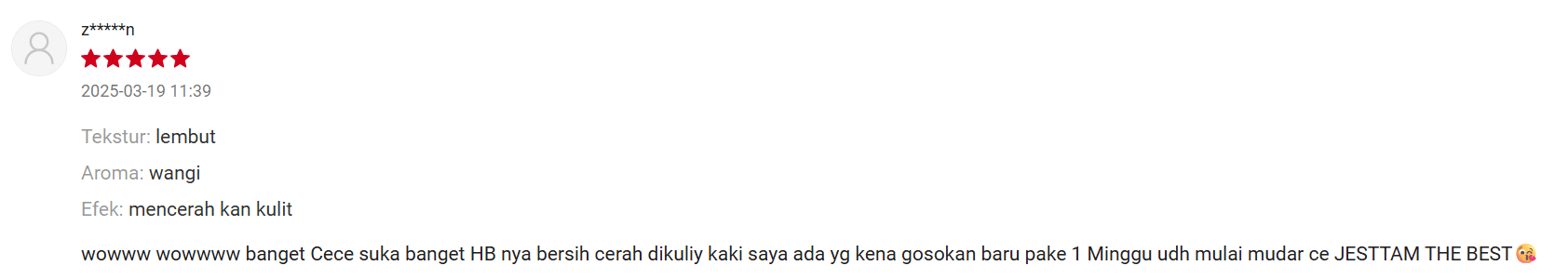 Source : Honest Review Customer Shopee/Jestham Official Store